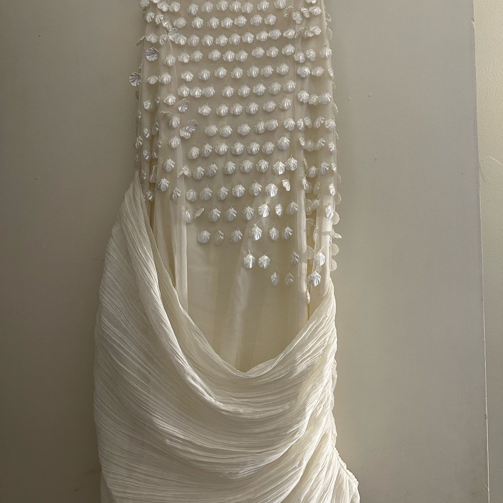 ASOS Strapless Cream Dress with Textured Details